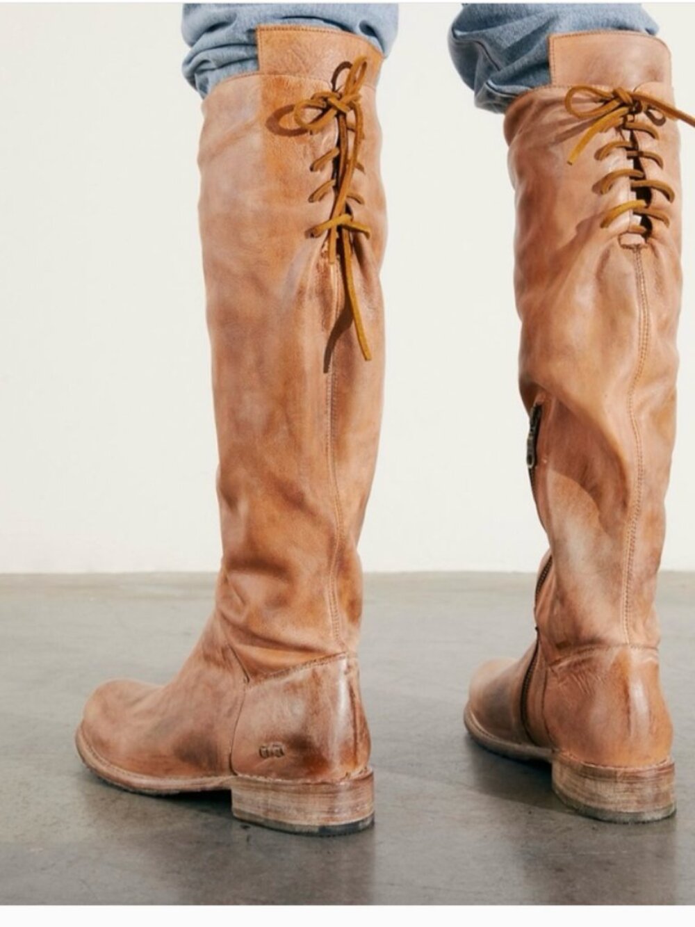 Bed Stu Manchester lace up back boots 8 Tan Rustic